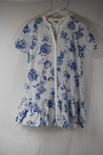 Draper James Molly Mini Dress Eyelet and Floral Blue and White Ruffled Size XXL