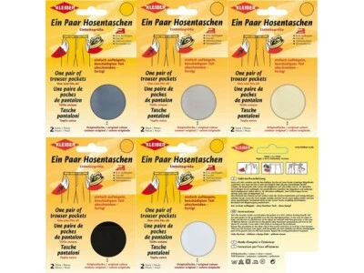 Kleiber ein Paar Ersatz Hosentaschen zum Aufbügeln mit Anleitung