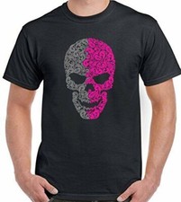 Skull T-Shirt Mens Motorbike Biker Motorcycle Tattoo Two Colour Pattern