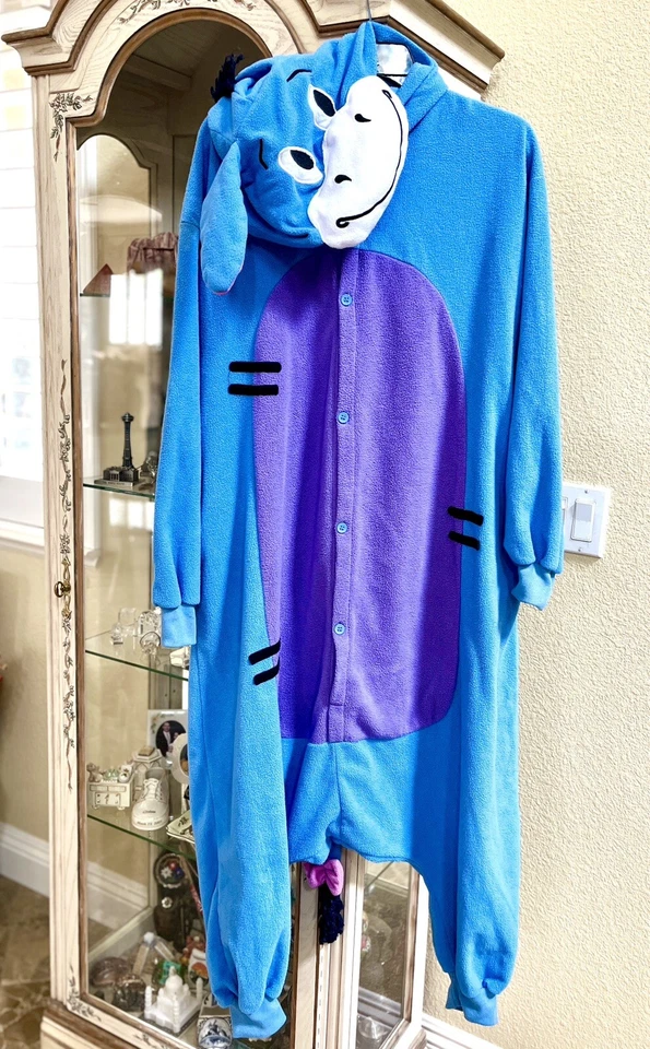 Disfraz de Halloween Eeyore Peludo Rosa Azul Juegos con disfraces Traje de cuerpo teatral Talla Pequeña Foto 2 de 4