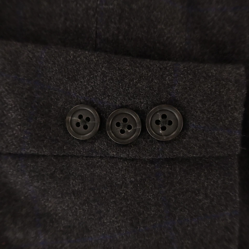 Blazer De Colección Chaqueta Tweed M Gris Azul Cuadros Ventana 100% Lana Cachemira 42R Foto 4 de 4