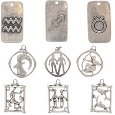 ZODIAC SIGN PENDANT **choose** pewter dog tag laser cut charm
