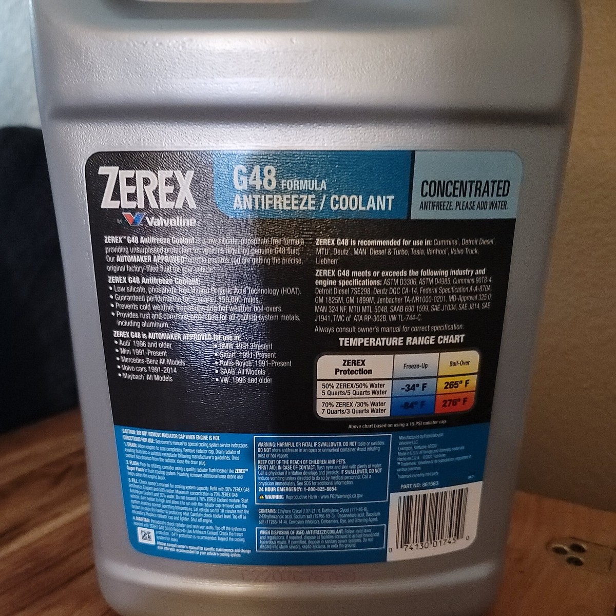 ZEREX G48 Formula BLUE CONCENTRATED Engine Coolant/Antifreeze 1