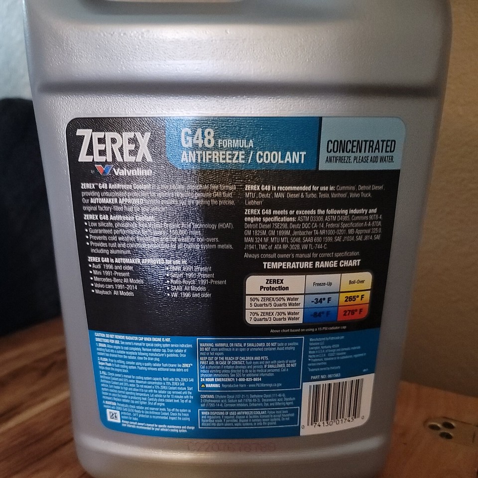 ZEREX G48 Formula BLUE CONCENTRATED Engine Coolant/Antifreeze 1 Gallon