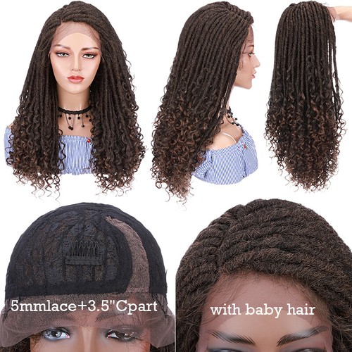 Lace Front Hand Braided Updo Bun Cornrow Braids Women Wigs Long Hair 35" African - Picture 138 of 142