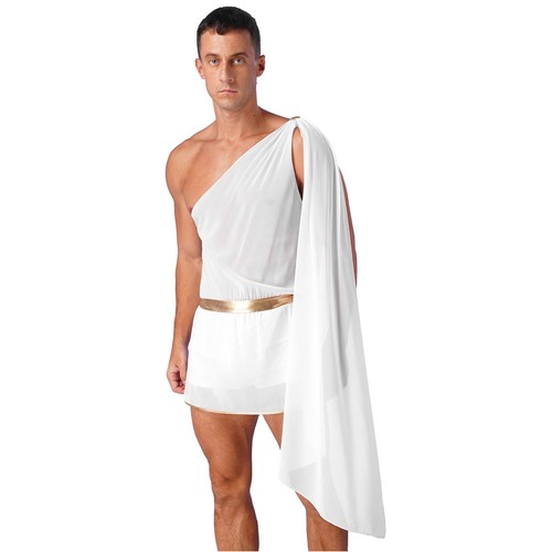 Mens Roman Toga One Shoulder Ancient Greek God Knight Warrior Cosplay Costume - Picture 10 of 25