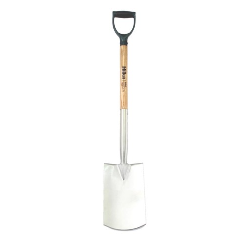 Hilka Stainless Steel Digging Spade Soft Grip Handle Wood Shaft 99cm Garden Soil - Picture 2 of 8