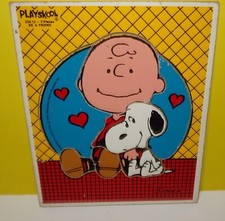 Playskool Wood Puzzle Be A Friend 230-10 7 pc Peanuts Snoopy Charlie