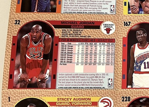 MICHAEL JORDAN 1992 #1 ISSUE NBA INSIDE STUFF MAGAZINE WITH FLEER #32 CARD SHEET - Picture 4 of 5