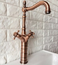 Antique Red Copper Swivel Kitchen Bathroom Sink Faucet Lavatory Mixer Tap Grg057