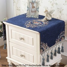 1X Bedside Tablecloth Tassel Tablecover Furniture Dust Cover Home Room Decor