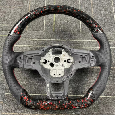 Red Forged Carbon Fiber Steering Wheel For VW Golf 7 GTI Golf R MK7 Rline DSG