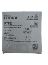 Look X819B PTFE Undyed Sutures 4-0 14'' T22 1/2 Circle Taper Point 13mm 12/Pk