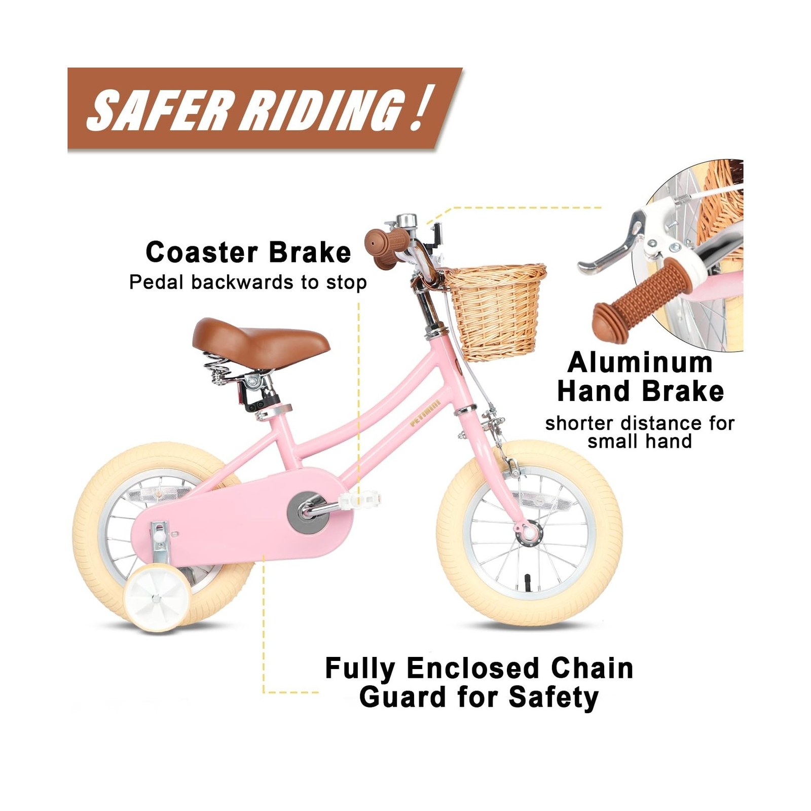 Petimini Girls Bike with Basket for 2-12 Years Old Kids, 12 14 16 18 20 ...