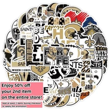 50pc Waterproof Vinyl Stickers New Orleans Saints NFL Football Phone Luggage Car