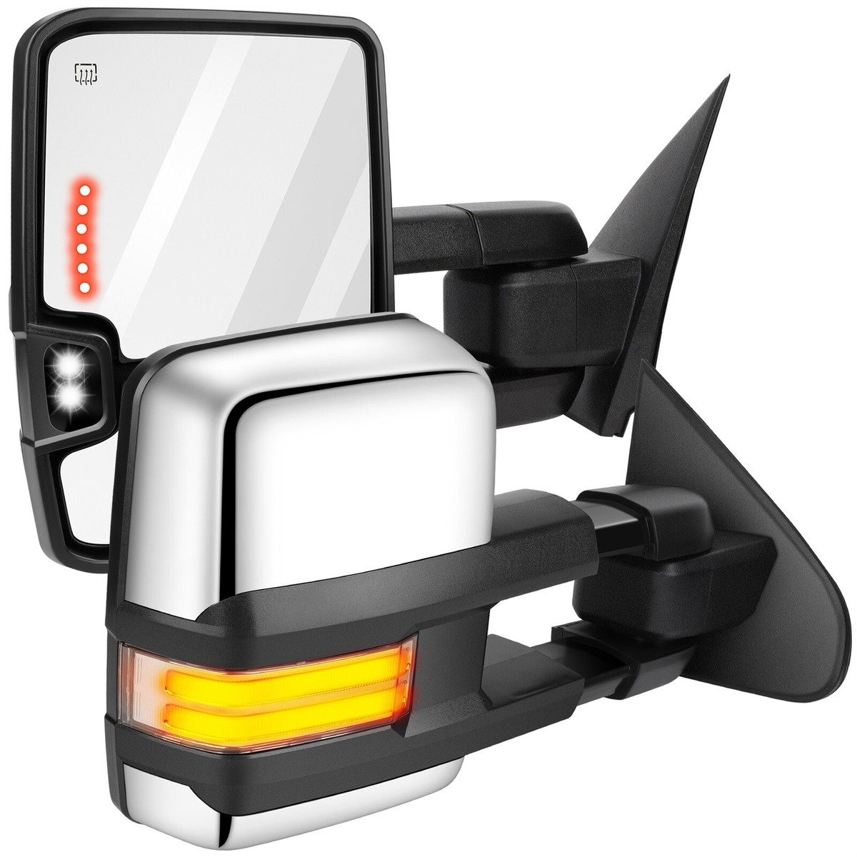 Chrome Power Heated Towing Mirrors With Dynamic Running Lights For 07-14 Chevy Silverado/GMC Sierra 12 thumbnail image
