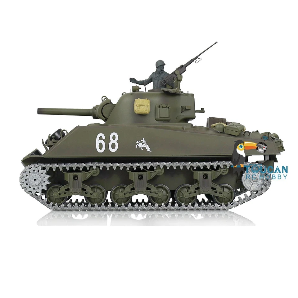 Henglong 1/16 7.0 Sherman RTR BB IR RC Tank 3898 Barrel Recoil 360° Metal Track - Image 3 of 4