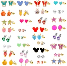 Aretes De Bebe Conjunto Simple Lindo Chapado En Oro Para Niñas Como Un Regalo