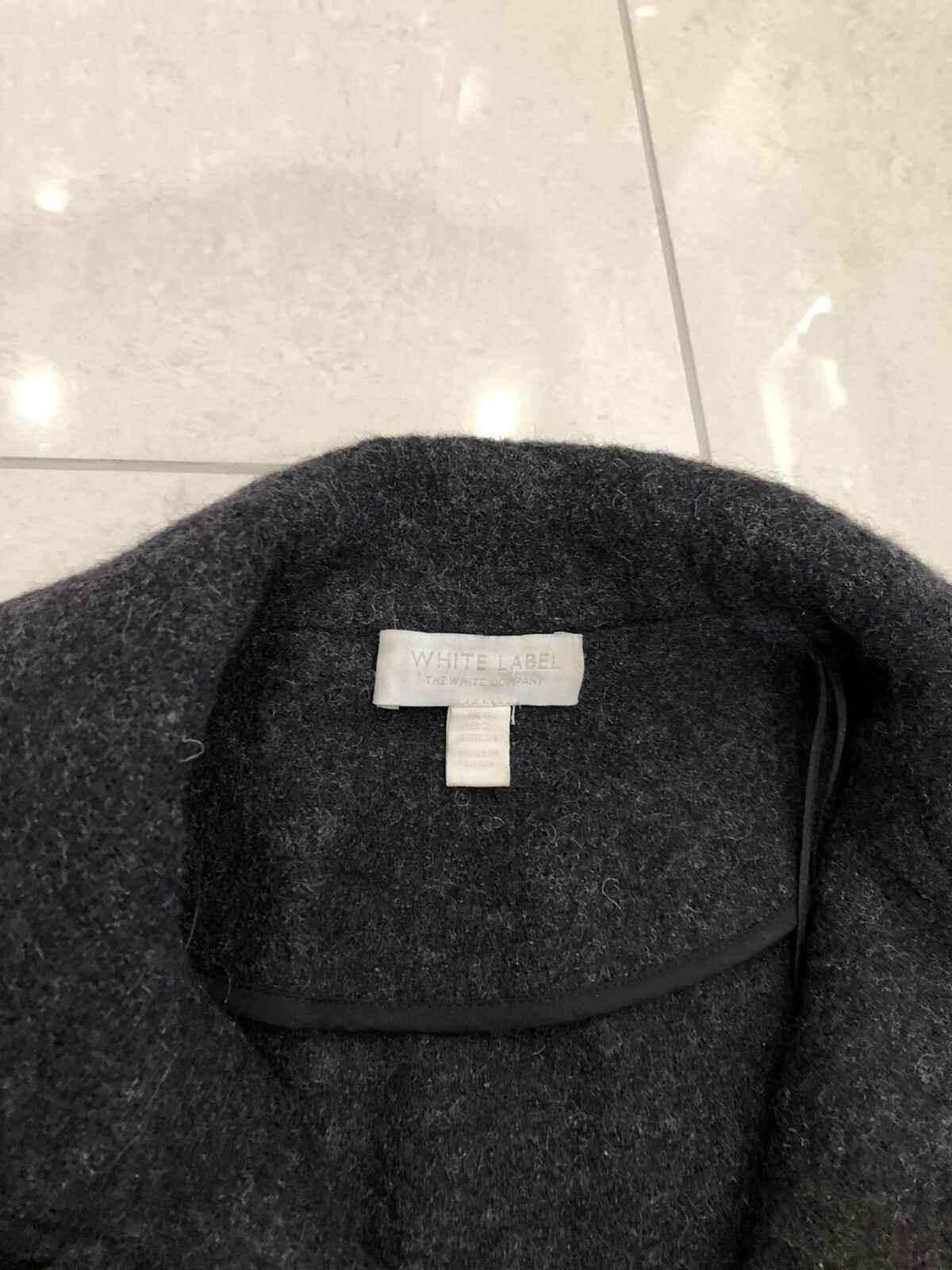 White Company Grey 100% Wool Coat 