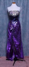 PARTYTIME PURPLE SOFT TULLE SEQUINS BEADED GEMS PROM FORMAL GOWN DRESS 8