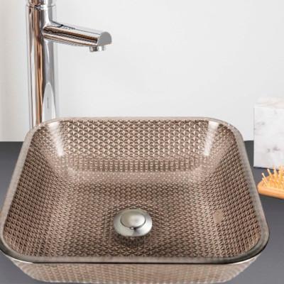 JSG Oceana 005-016-022 Cubix Vessel Black Nickel Hard Roc Glass Square Sink