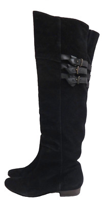 JOIE Vero Cuoio Knee High Boots Flat Black Suede Leather EU Size 40 / US Size 10
