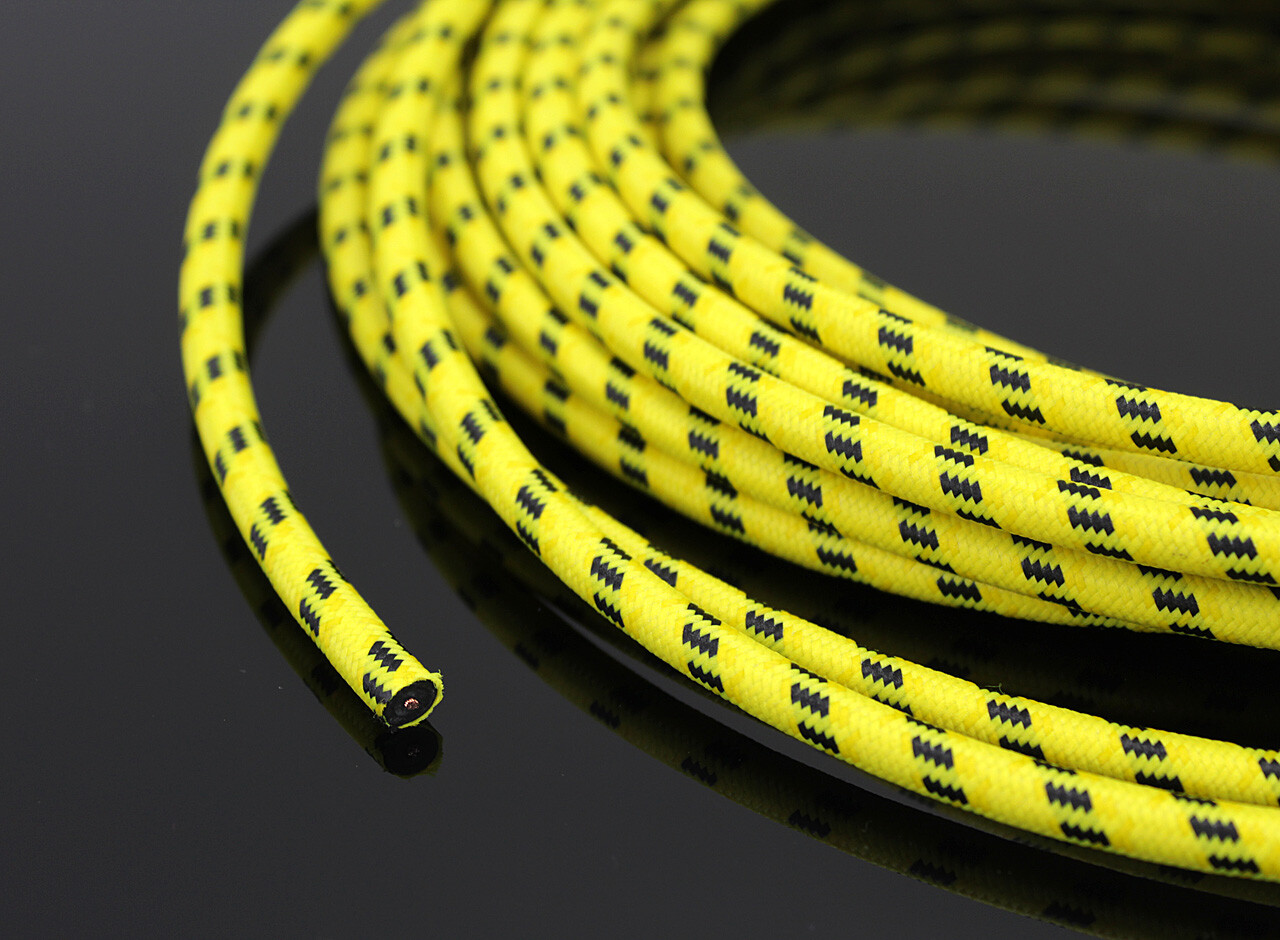Retro Textil Zündkabel gelb Ignition Wire Cable yellow Câble d'allumage