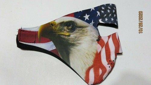 Neoprene 3/4 Face Mask Eagle & Flag Motorcycle snow skiing bicyclist Hunting ATV - Picture 1 of 4