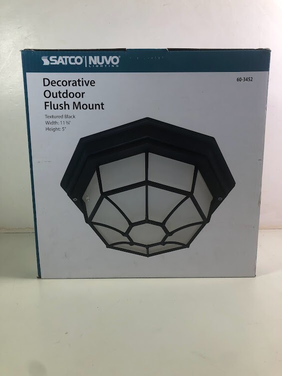 11.38-in W Textured Black Outdoor Flush Mount Light 11.38-in W Textured Black Outdoor Flush Mount Light