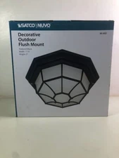 Nuvo Lighting 1 Light 12" Ceiling Spider Cage Fixture, Black, Frost - 60-3452