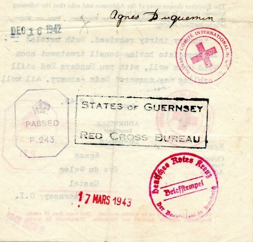 GB Channel Islands WW2 RED CROSS Message Castel GUERNSEY *Chester* 1942 MAX81 - Image 4 of 4