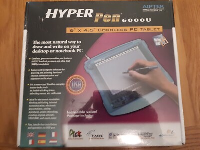 AIPTEK Hyper Pen 6000U Zeichentablett USB Nagelneu Versiegelt.
