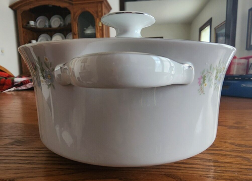Forever Spring Baking Casserole 10" W Round Haviland Pink Green Blue Platinum ! - Picture 9 of 21