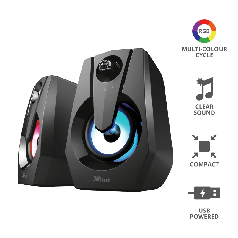 Set di altoparlanti casse stereo 2.0 illuminazione RGB PC Laptop Gaming Speaker - Immagine 2 di 4