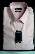 Nautica Shirt Light Pink Cotton Dress Shirt Spread Collar Pocket New non iron
