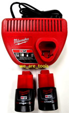 2 New Genuine Milwaukee M12 48-11-2420 2.0 AH Batteries, Charger CP 12V 12 Volt