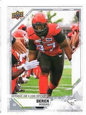 2019 UD CFL Derek Wiggan Card #149 Calgary Stampeders Queen's