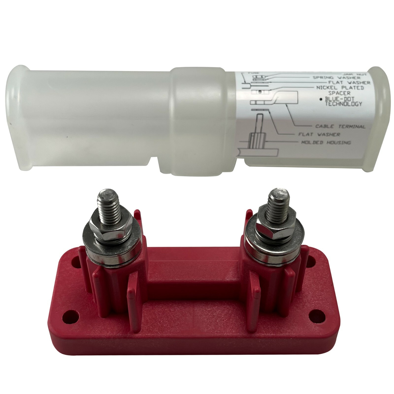 High Amp Red 5/16" ANL Fuse Holder Block & Insulator 750 Amps @ 12V DC - USA