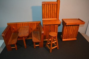 Vintage Hand Made Wood Large Wooden Doll House Furniture Western