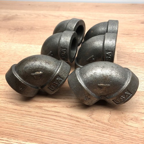 LOT OF 6 ANVIL BLACK 1" MALLEABLE PIPE FITTING 90 DEGREE ELBOW - Picture 3 of 3