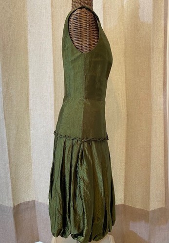 LAUNDRY SHELLI SEGAL - GRÜNES ÄRMELLOSES KLEID MIT KUHBODEN - 0 - Bild 3 von 4