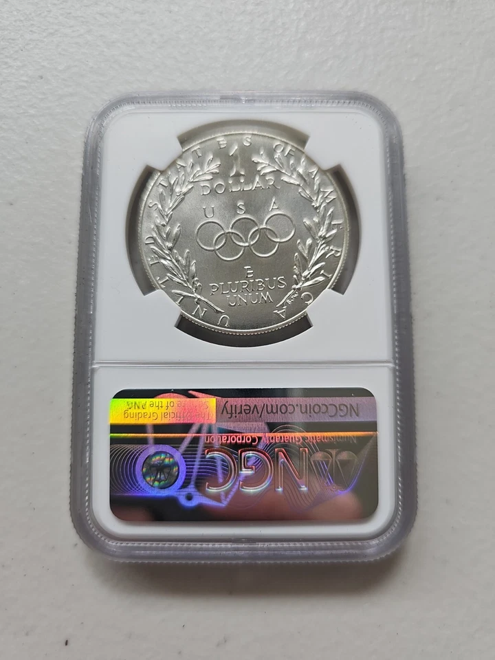 1988 D $1 Silver NGC MS70 Olympics Dollar 90% Coin Cert# 6303200-022 - Image 4 of 4