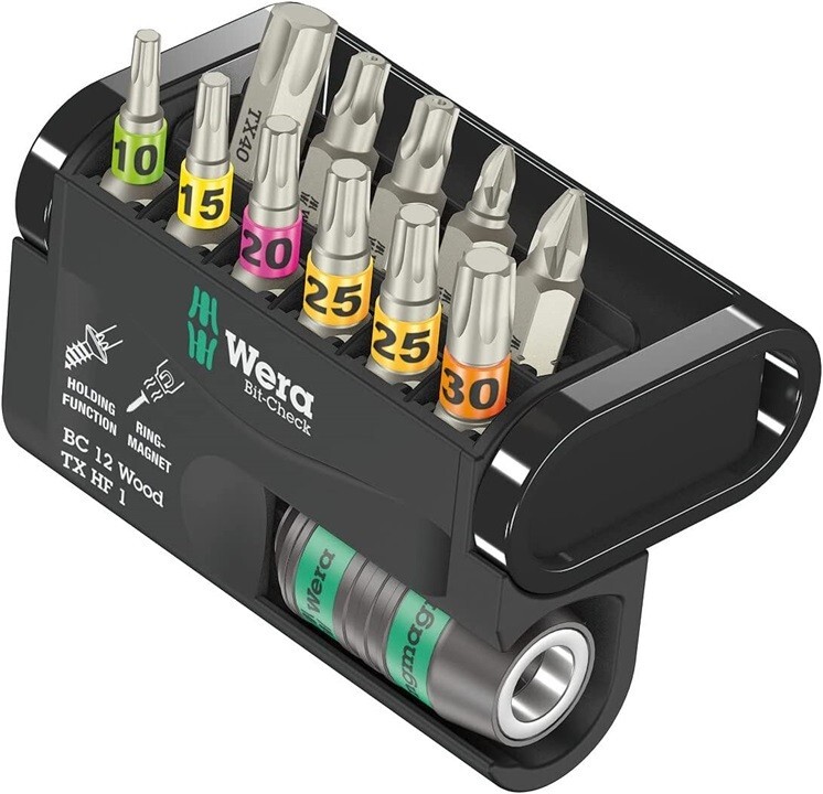 Wera 057435 Bit-Check 12 Wood TX HF 1 Screwdriver Bit Set Torx / Pozi