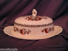 Antique MYOTT OLDE CHELSEA FLORAL COVERED BUTTER DISH OLD ENGLAND Vintage