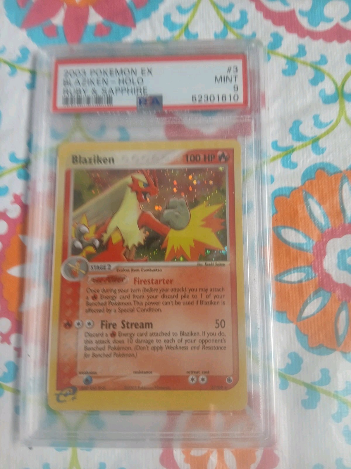 Pokemon Card EX Ruby And Sapphire #3 Blaziken Holo PSA 9 Mint 2003 Vintage