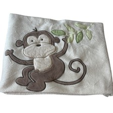 Garanimals Baby Blanket Monkey Leaves Cream Fleece Whipstitch 30x39 Security