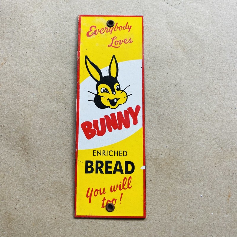 Bunny Bread Classic Bakery Sign in Porcelain Enamel 8" x 2 3/4"
