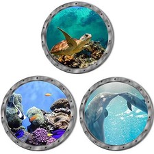 Under The Sea Nature Scenery Ocean Animals World Includ Sea 3 PCS Light Blue