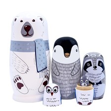 Russian Nestingdolls, Handmade Wooden Matryoshkadoll Cute Polar Bear Russiand...