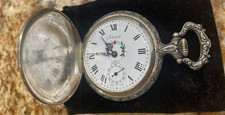 Working Vintage 1950's Arnex 17 Jewel Swiss Pocket Watch Deer Hunting Scene